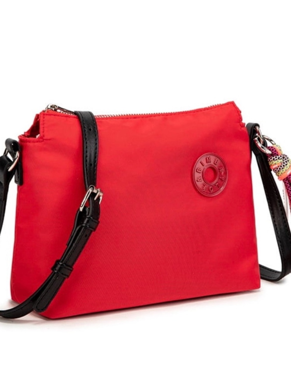 Bimba Y Lola Red Crossbody Bag with Black Strap and Tassle